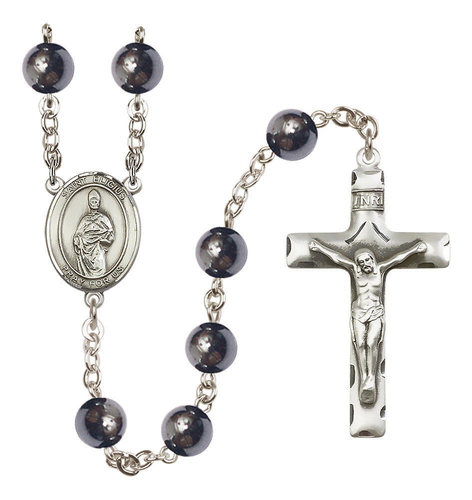 St. Eligius Rosary - 8mm Hematite beads - 8402