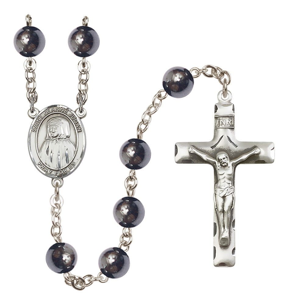 St. Jeanne Jugan Rosary - 8mm Hematite beads - 8409