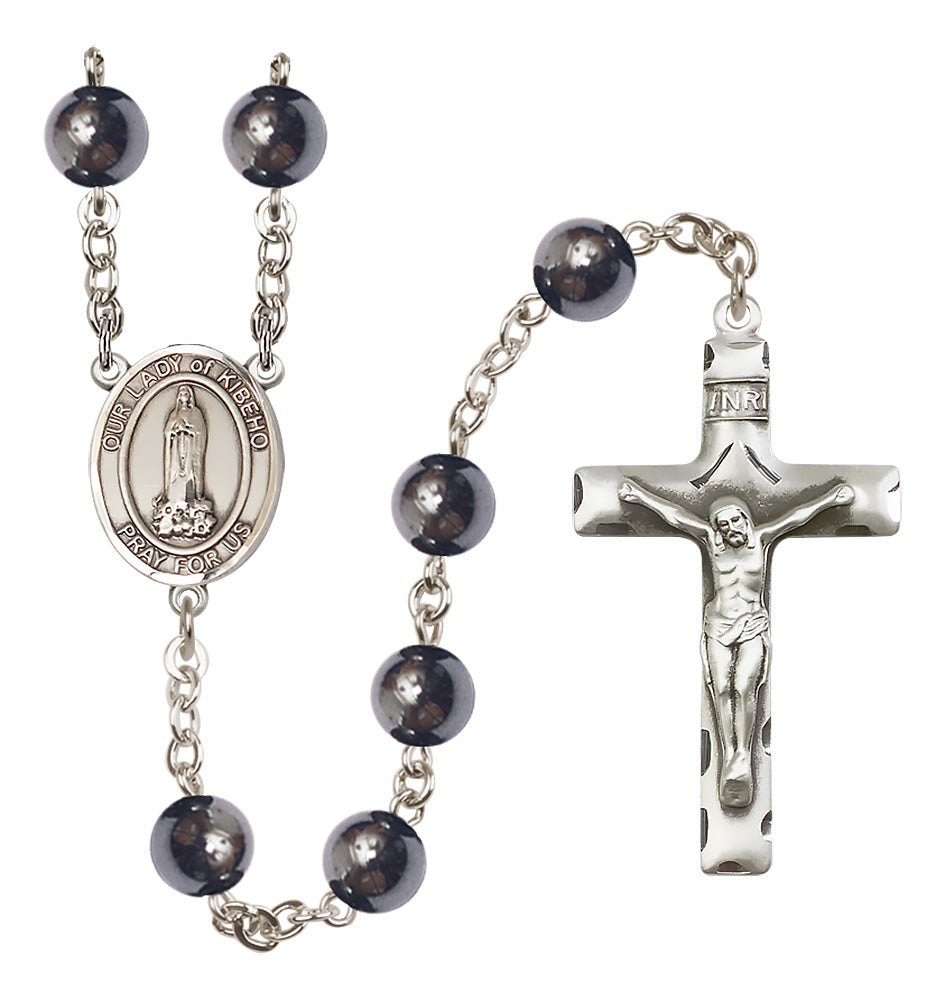 O/L of Kibeho Rosary - 8mm Hematite beads - 8414
