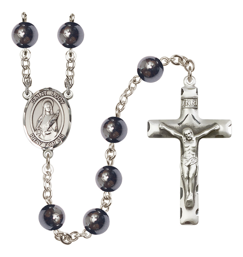 St. Lucy Rosary - 8mm Hematite beads - 8422