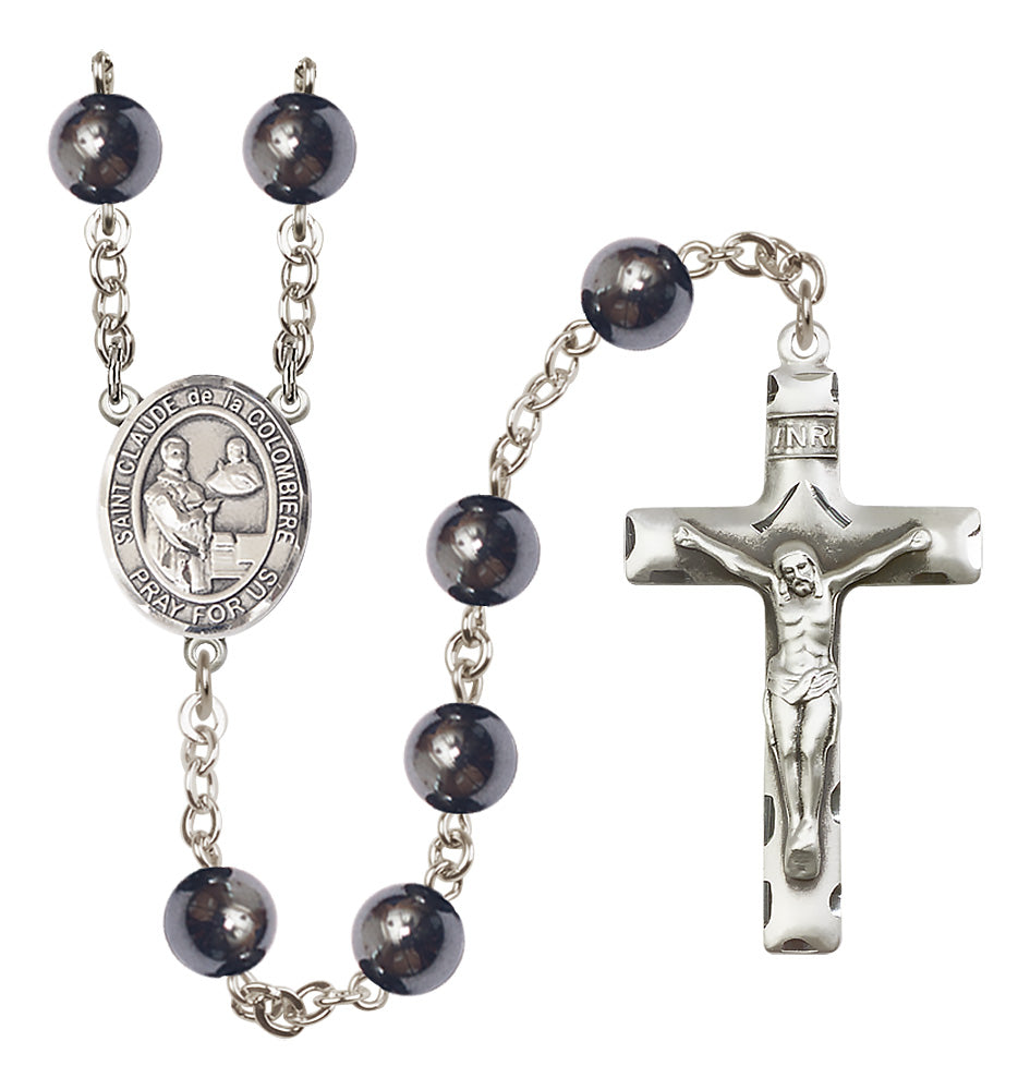 St. Claude de la Colombiere Rosary - 8mm Hematite beads - 8432