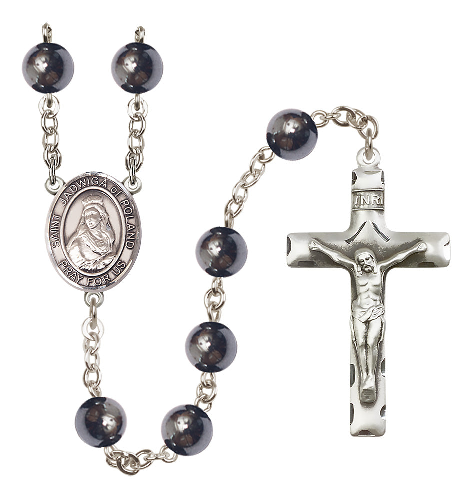 St. Jadwiga of Poland Rosary - 8mm Hematite beads - 8434