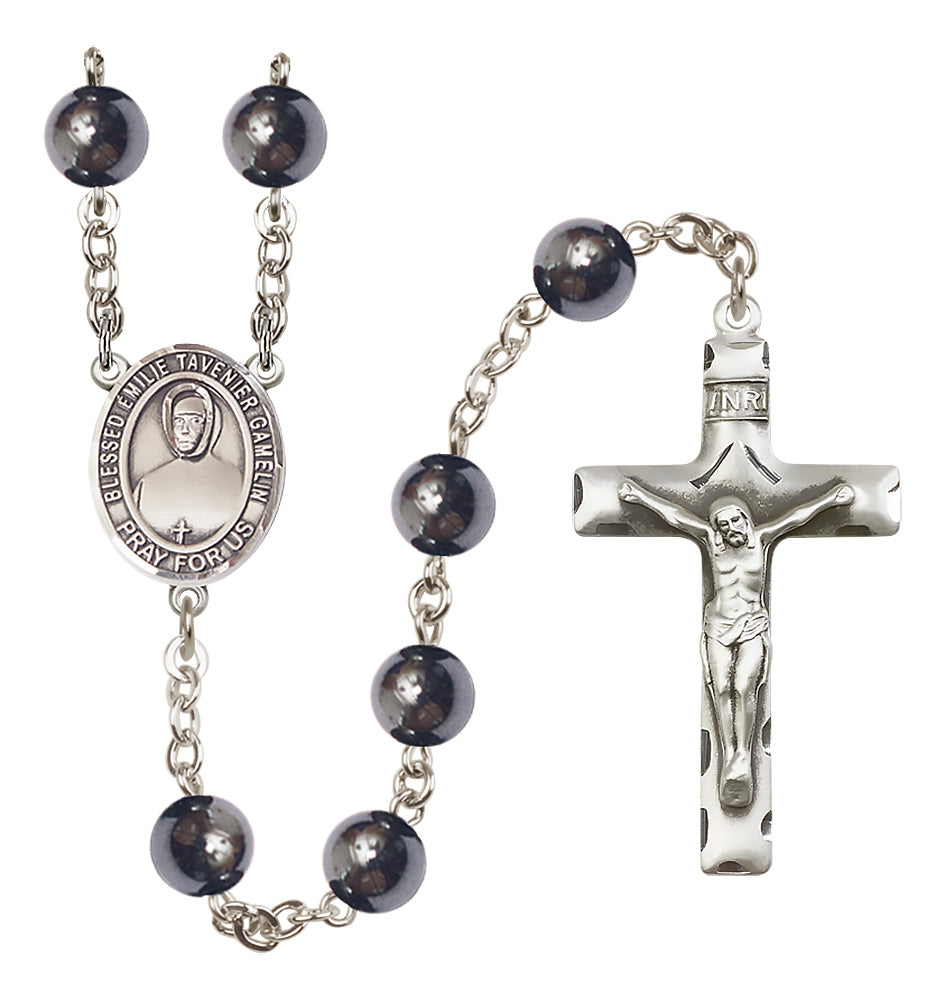 Blessed Emilie Tavernier Gamelin Rosary - 8mm Hematite beads - 8437