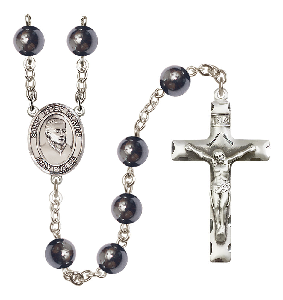 St. Peter Claver Rosary - 8mm Hematite beads - 8442