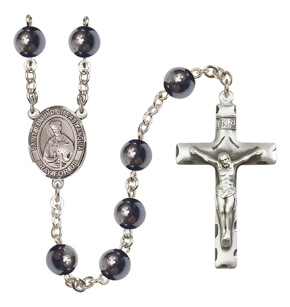 St. Edmund of East Anglia Rosary - 8mm Hematite beads - 8445