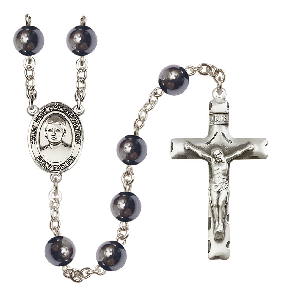 Blessed Jose Canchez del Rio Rosary - 8mm Hematite beads - 8446