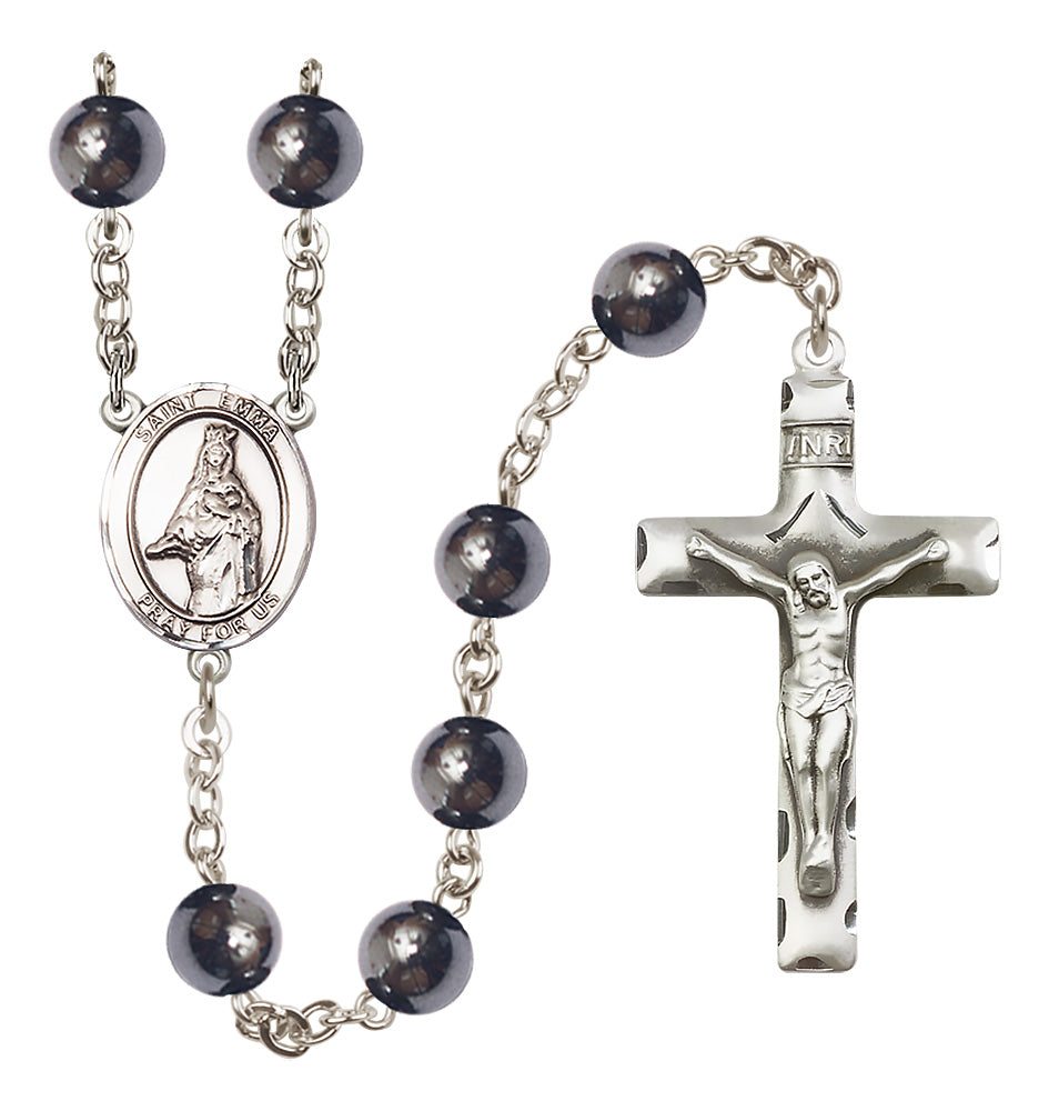 St. Emma Uffing Rosary - 8mm Hematite beads - 8450