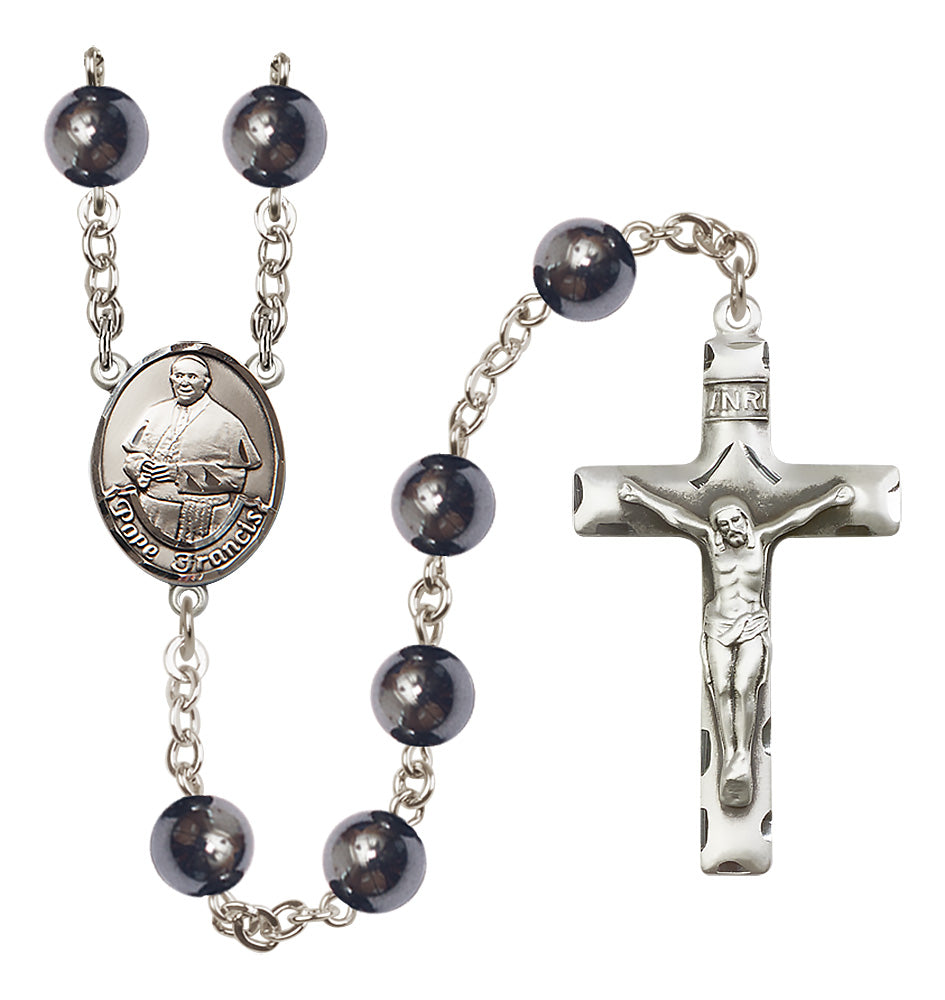 Pope Francis Rosary - 8mm Hematite beads - 8451