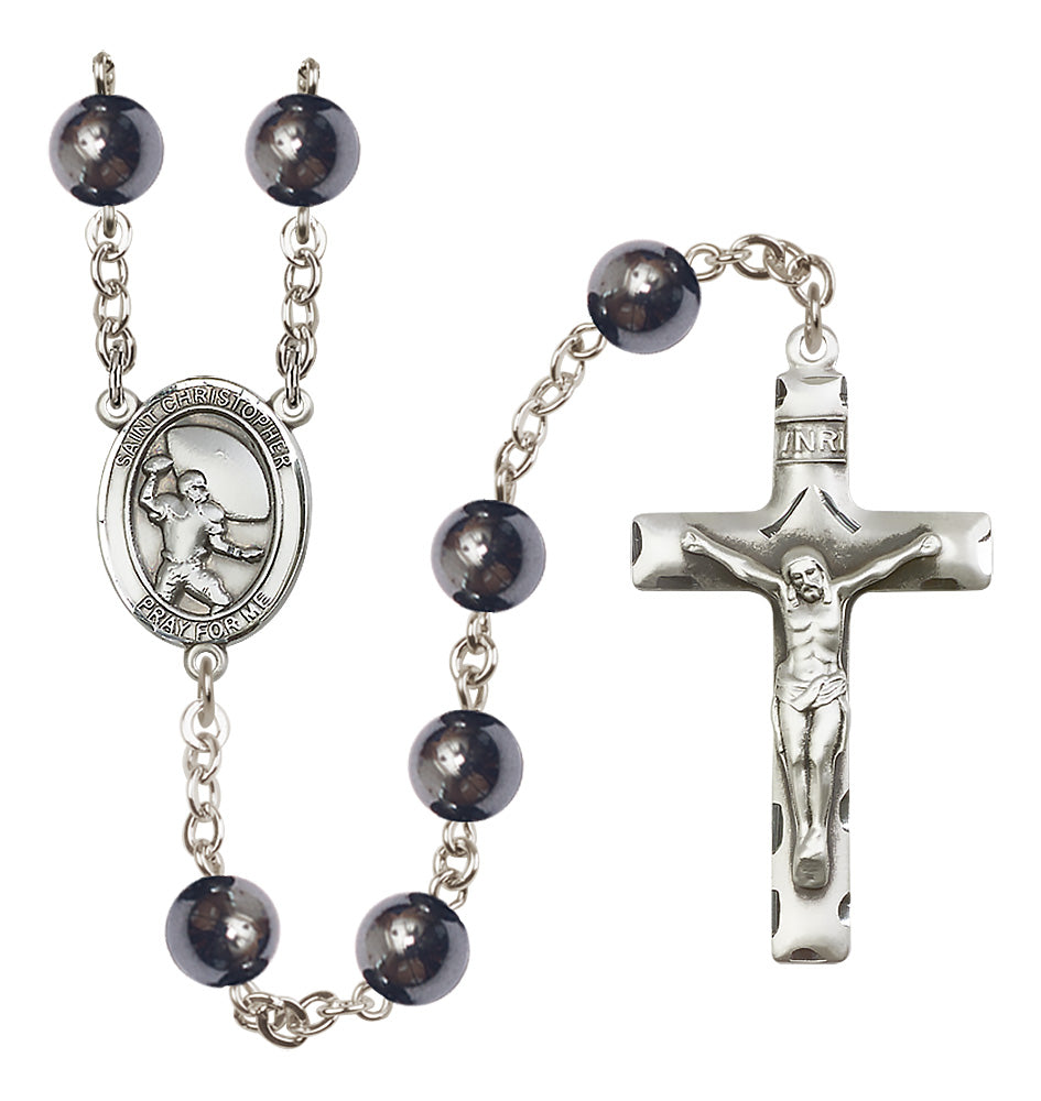 Football Rosary - 8mm Hematite beads - 8501