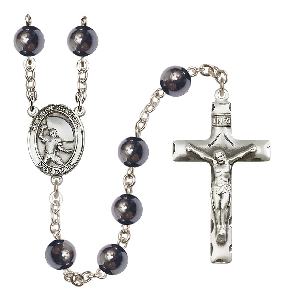 Football Rosary - 8mm Hematite beads - 8701