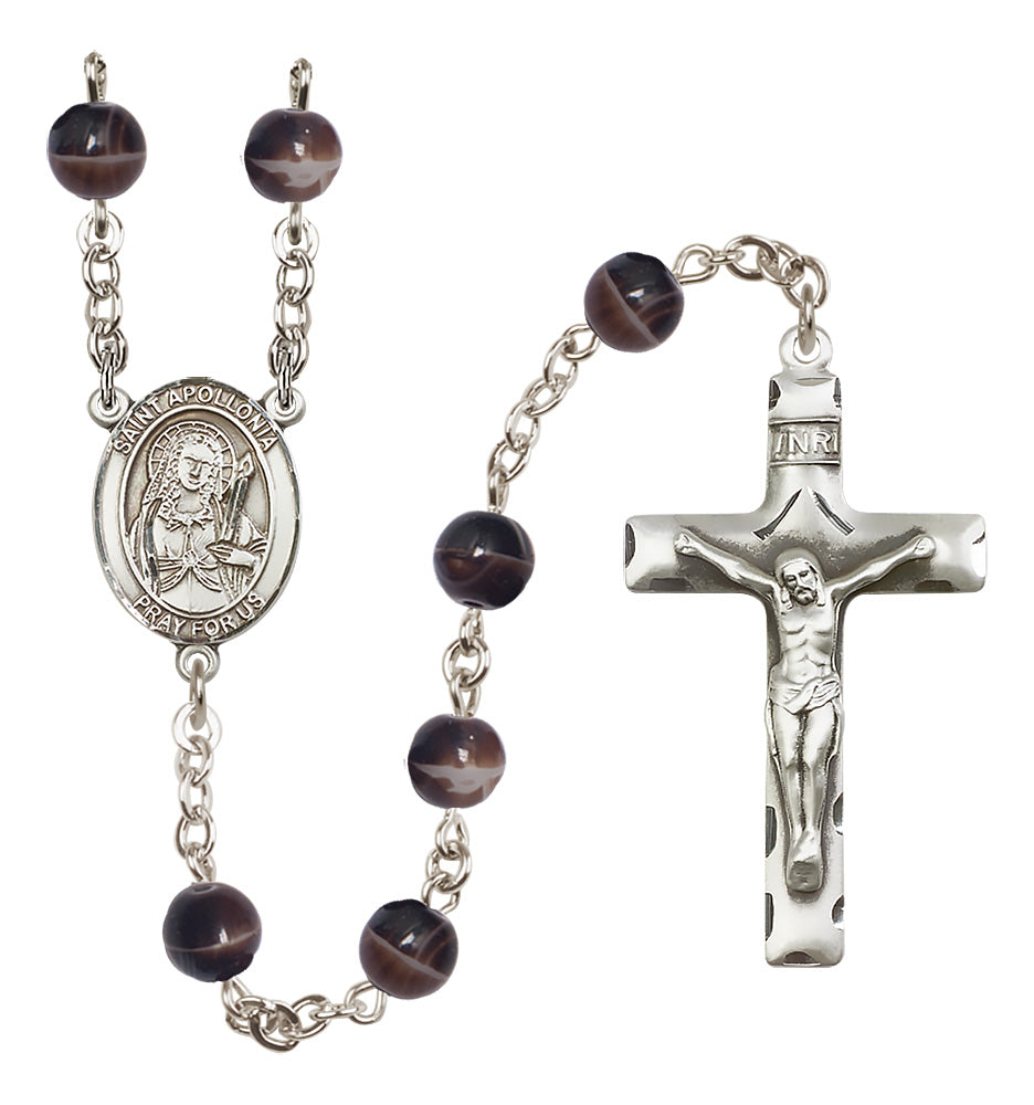 St. Apollonia Rosary - 7mm Brown beads - 8005