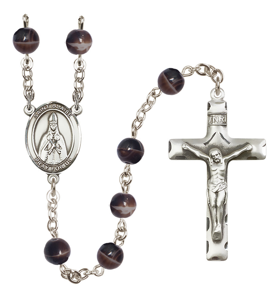 St. Blaise Rosary - 7mm Brown beads - 8010