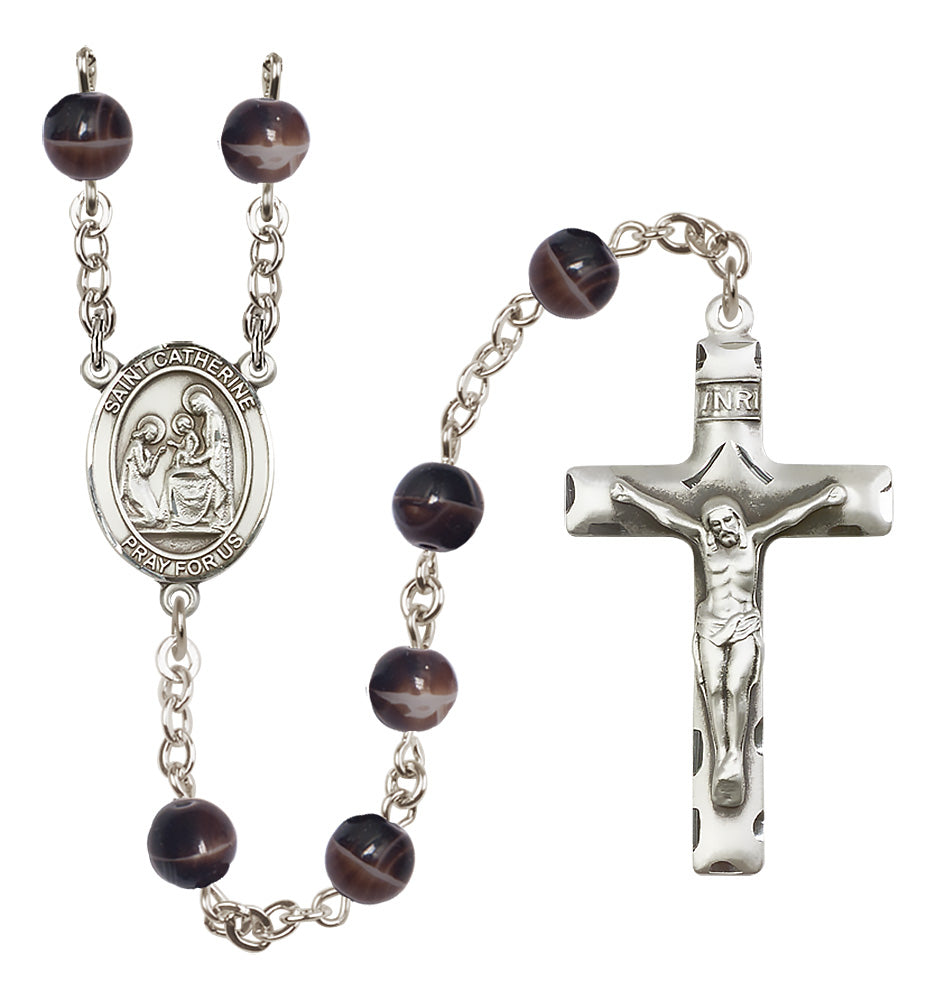 St. Catherine of Siena Rosary - 7mm Brown beads - 8014