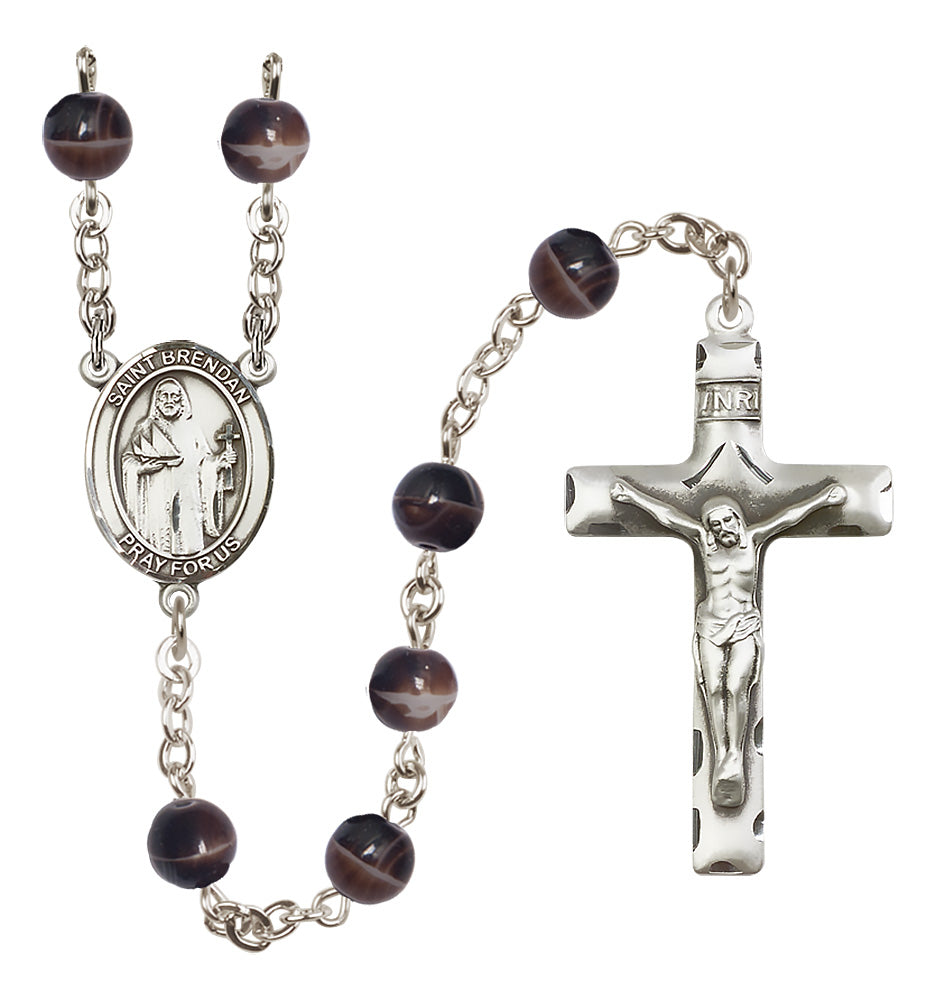 St. Brendan the Navigator Rosary - 7mm Brown beads - 8018