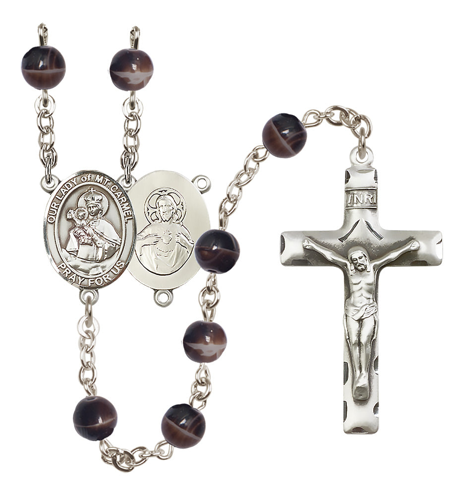 O/L of Mount Carmel Rosary - 7mm Brown beads - 8243