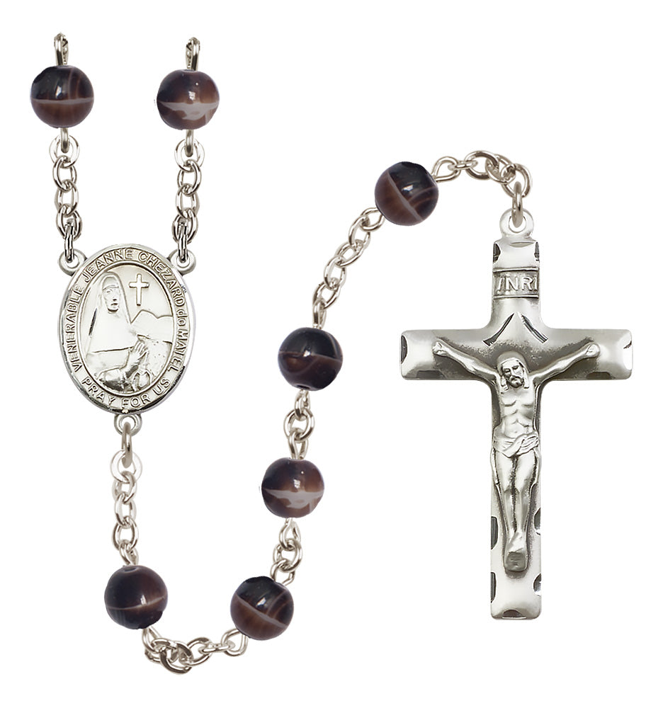 St. Jeanne Chezard de Matel Rosary - 7mm Brown beads - 8401