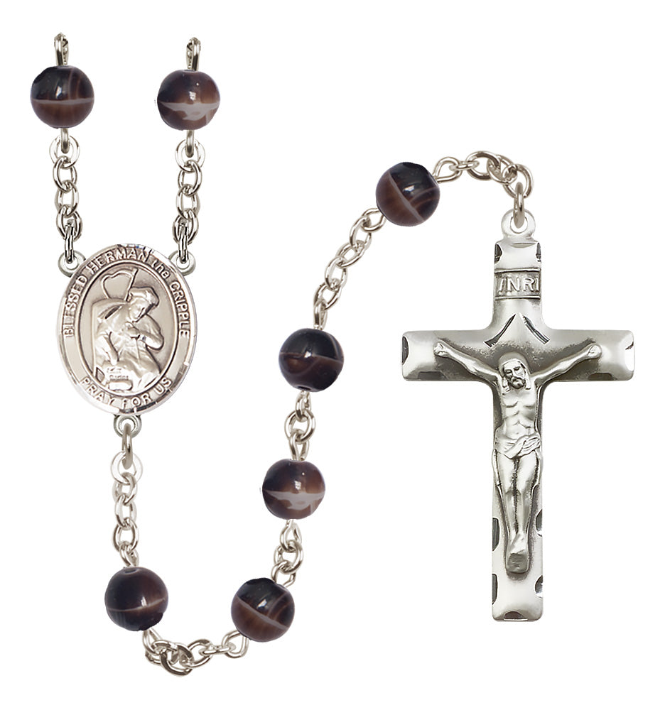 Blessed Herman the Cripple Rosary - 7mm Brown beads - 8403