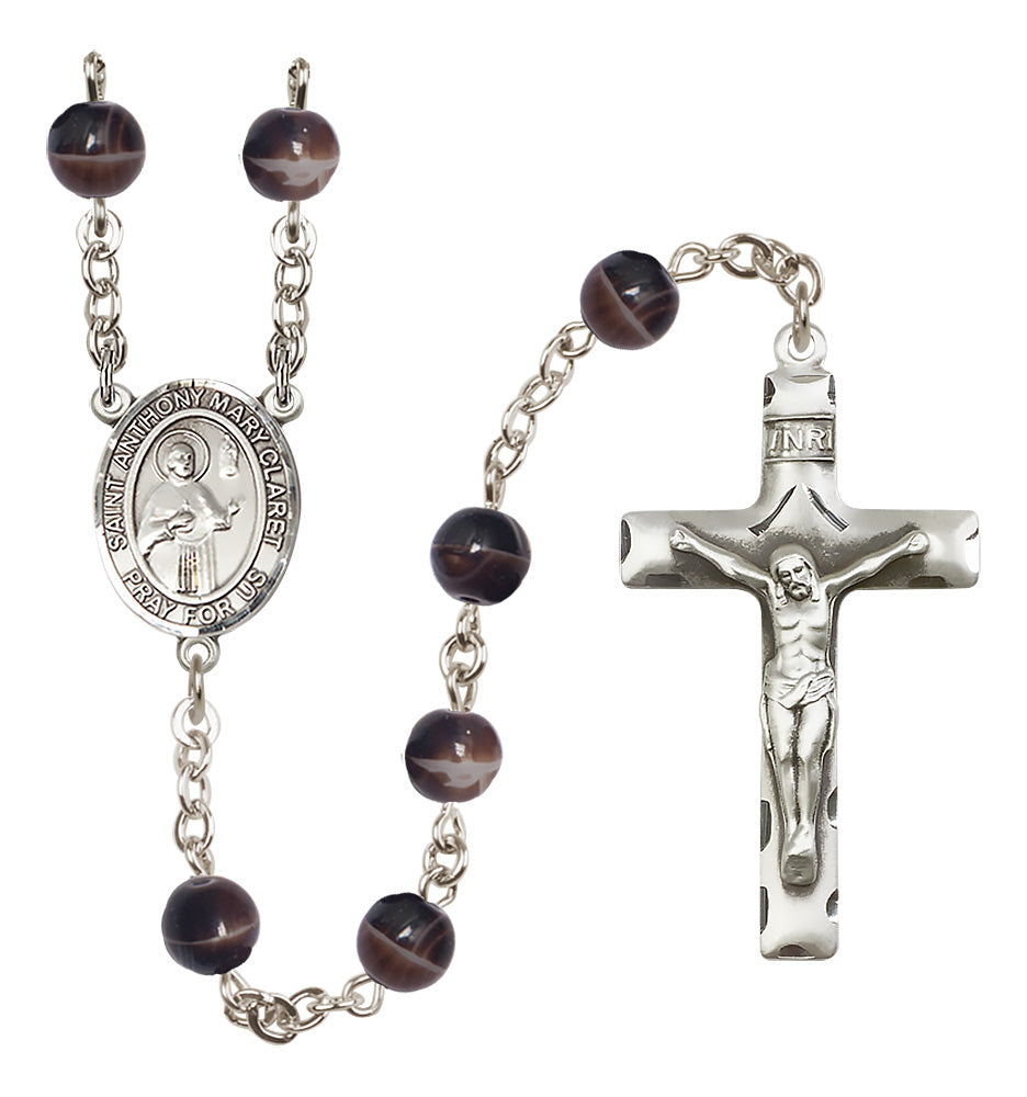 St. Anthony Mary Claret Rosary - 7mm Brown beads - 8416