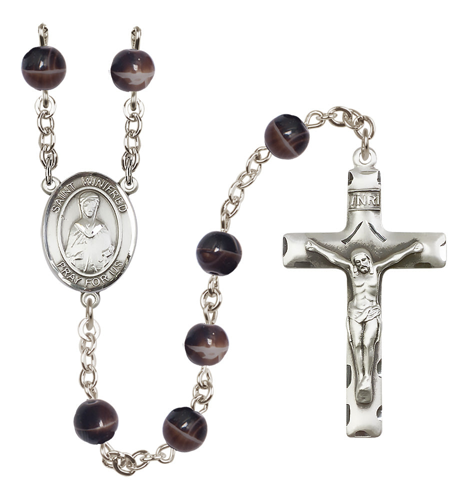 St. Winifred of Wales Rosary - 7mm Brown beads - 8419
