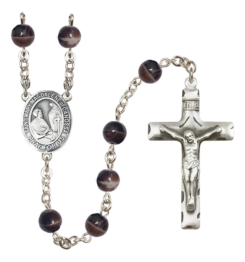 St. Mary Magdalene of Canossa Rosary - 7mm Brown beads - 8429