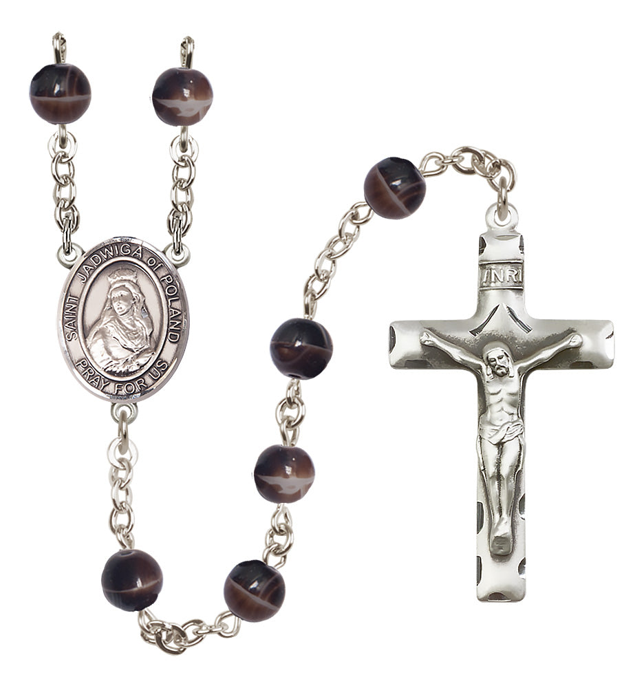 St. Jadwiga of Poland Rosary - 7mm Brown beads - 8434