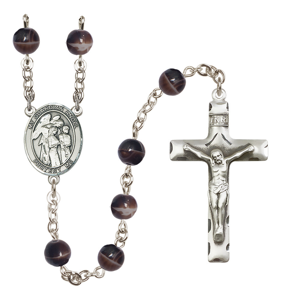 Guardian Angel Rosary - 7mm Brown beads - 8439