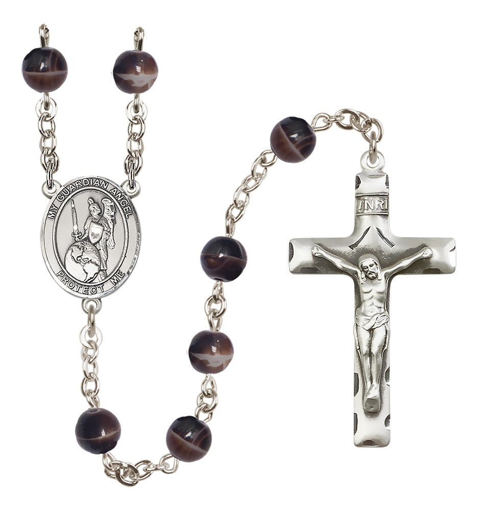Guardian Angel Rosary - 7mm Brown beads - 8441