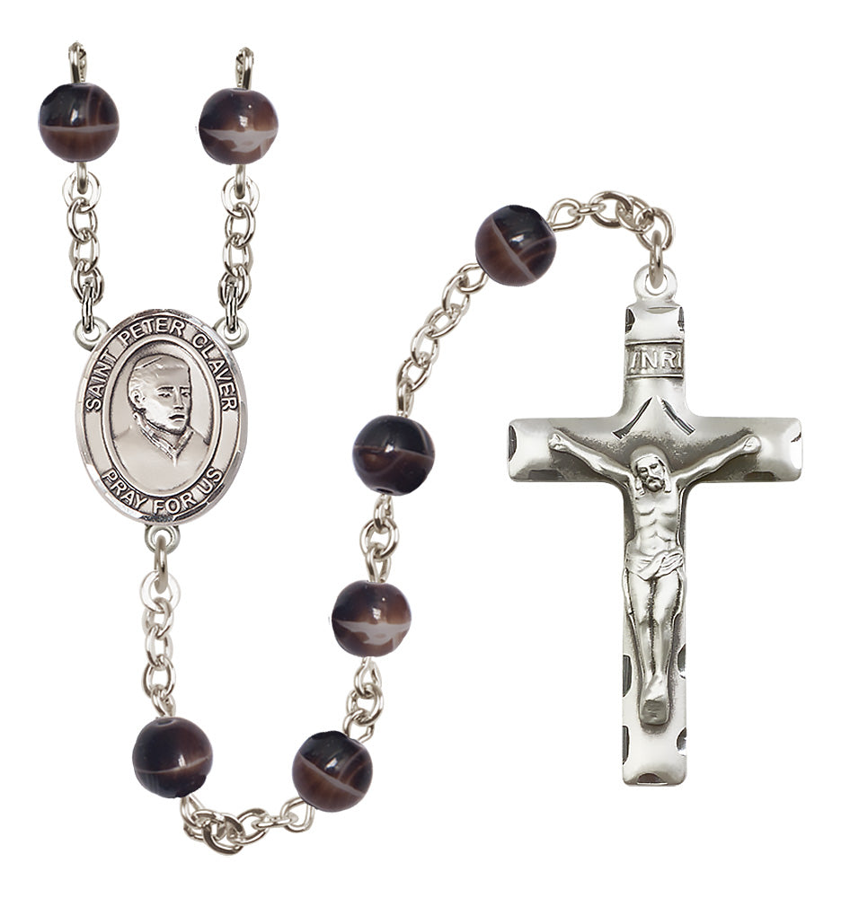 St. Peter Claver Rosary - 7mm Brown beads - 8442