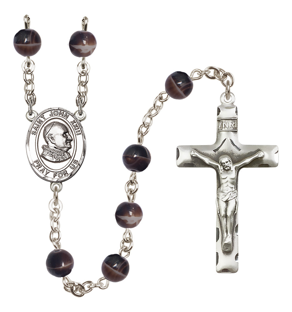 St. John XXIII Rosary - 7mm Brown beads - 8455