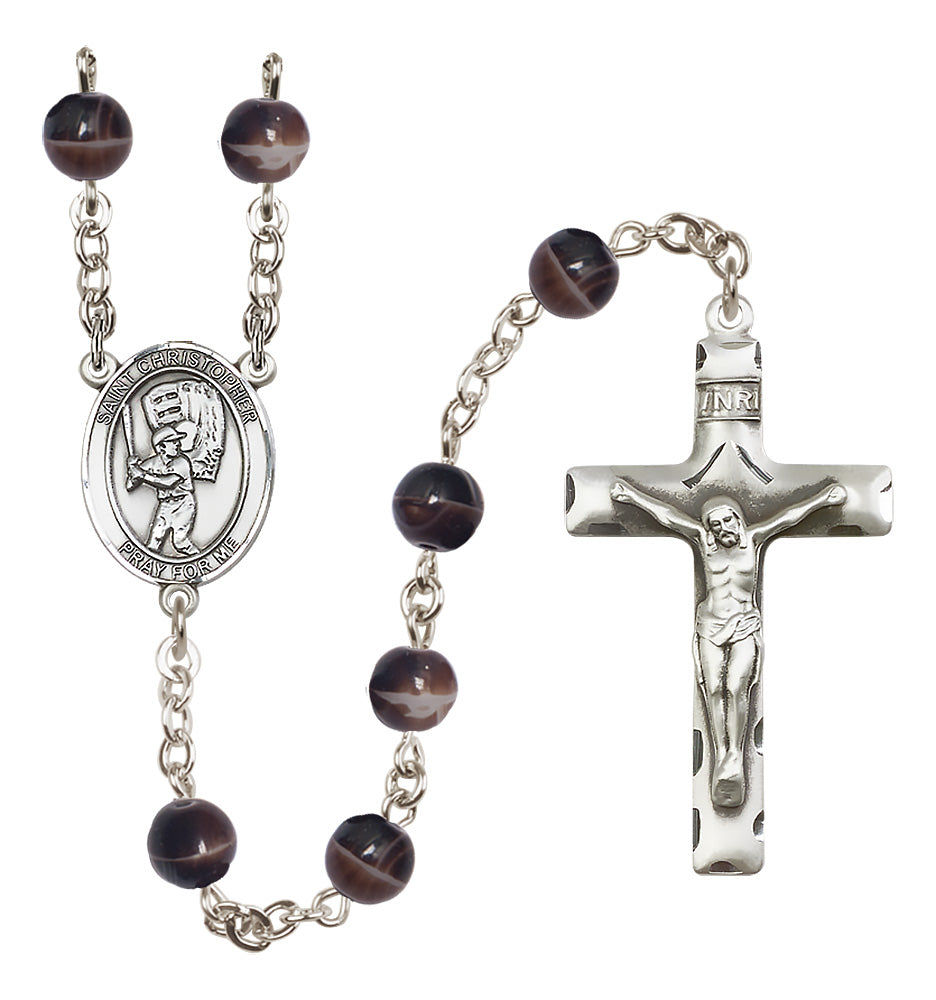 Baseball Rosary - 7mm Brown beads - 8500