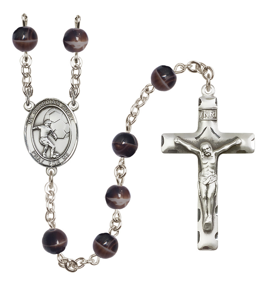 Soccer Rosary - 7mm Brown beads - 8703