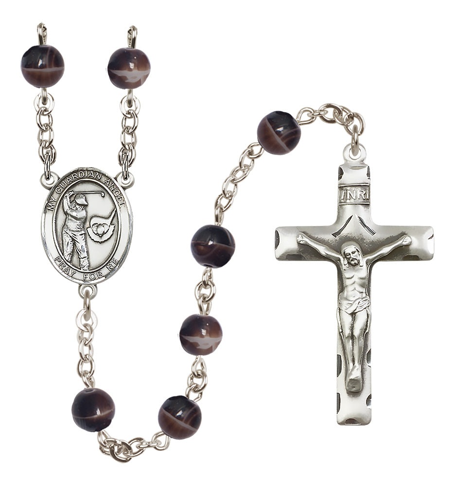 Golf Rosary - 7mm Brown beads - 8706