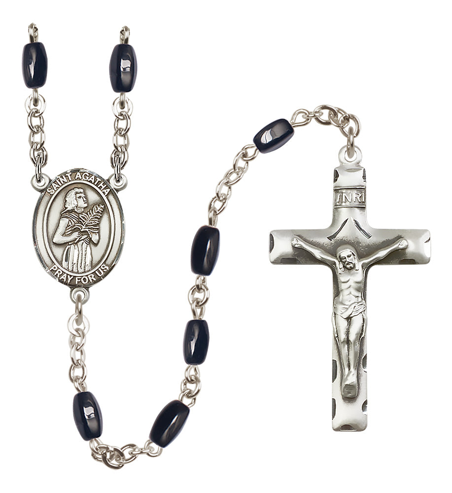 St. Agatha Rosary - 8x5mm Black Onyx beads - 8003