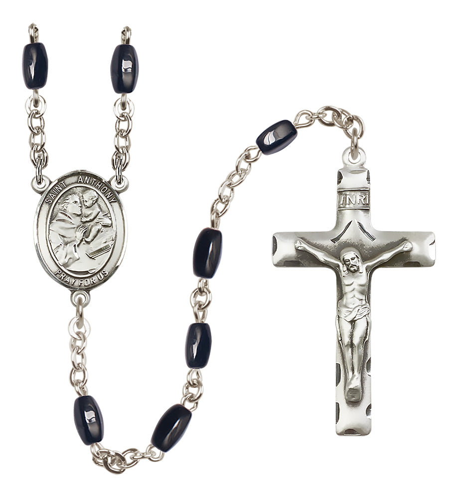 St. Anthony of Padua Rosary - 8x5mm Black Onyx beads - 8004