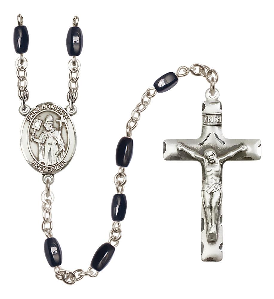 St. Boniface Rosary - 8x5mm Black Onyx beads - 8009