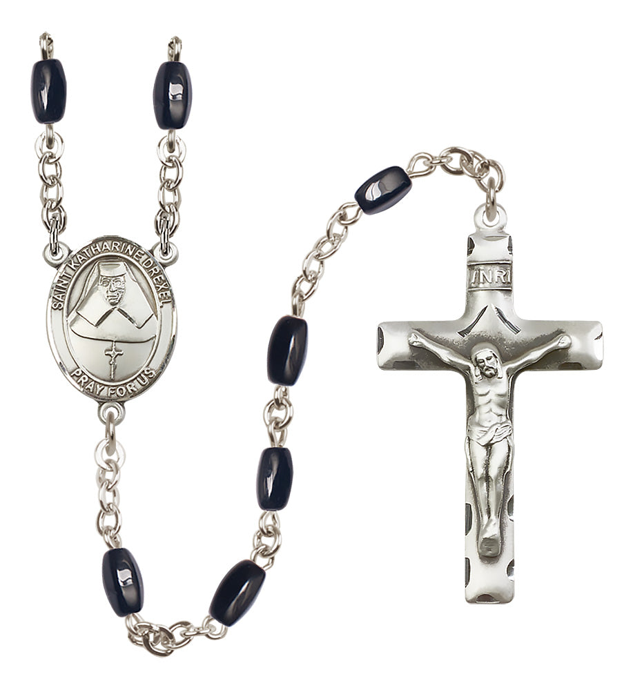 St. Katharine Drexel Rosary - 8x5mm Black Onyx beads - 8015