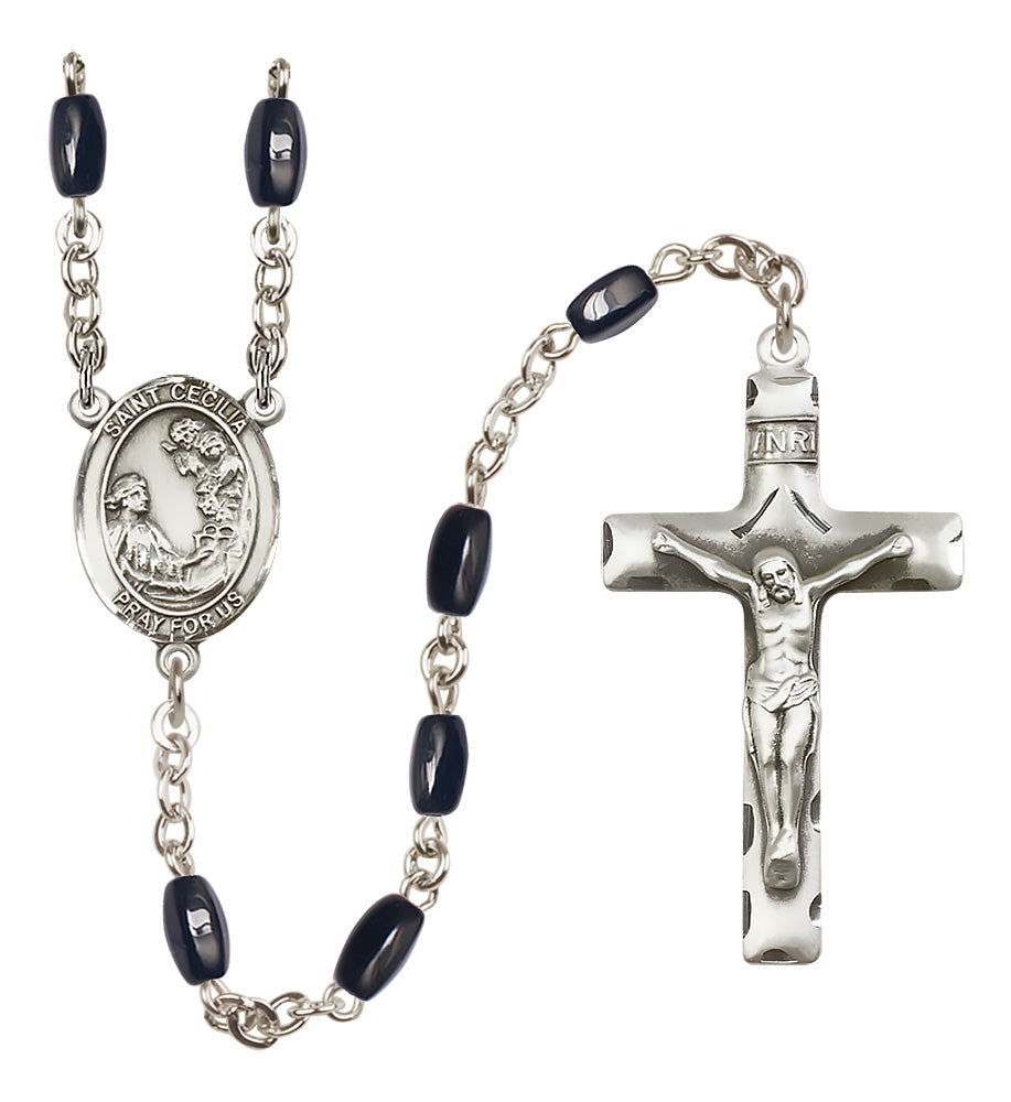 St. Cecilia Rosary - 8x5mm Black Onyx beads - 8016