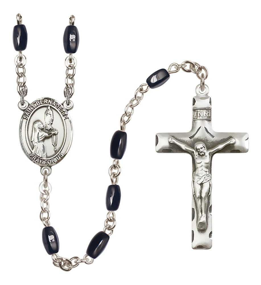 St. Bernadette Rosary - 8x5mm Black Onyx beads - 8017