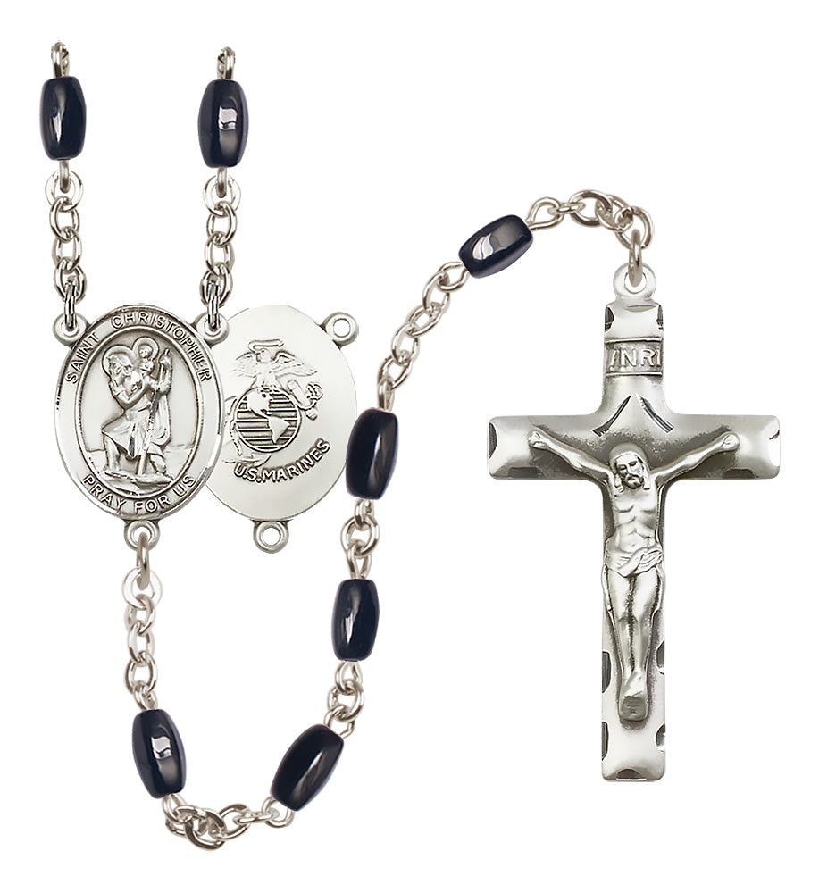 Marines Rosary - 8x5mm Black Onyx beads - 8022S4