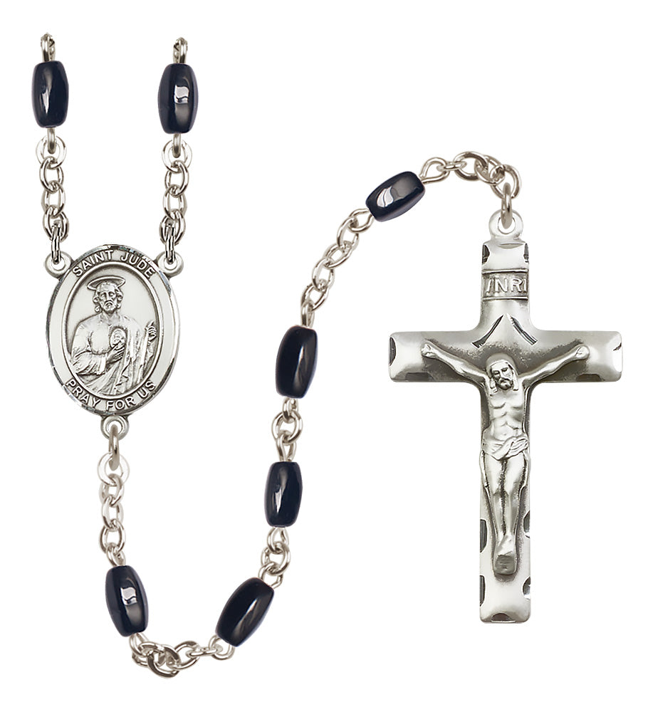 St. Jude Thaddeus Rosary - 8x5mm Black Onyx beads - 8060