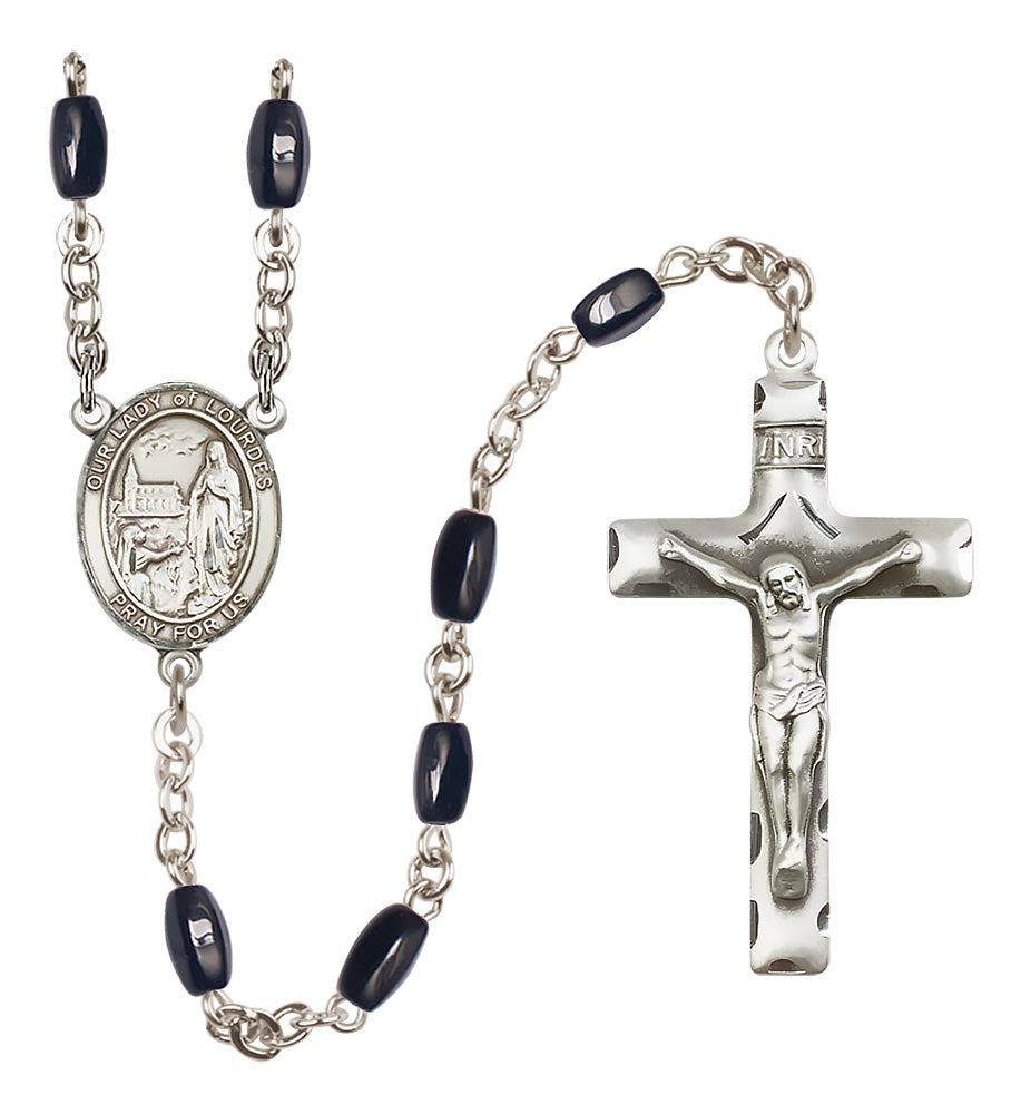 O/L of Lourdes Rosary - 8x5mm Black Onyx beads - 8288