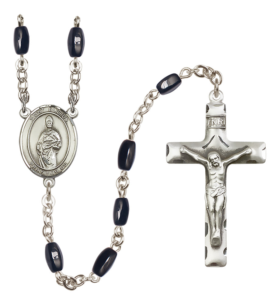 St. Eligius Rosary - 8x5mm Black Onyx beads - 8402