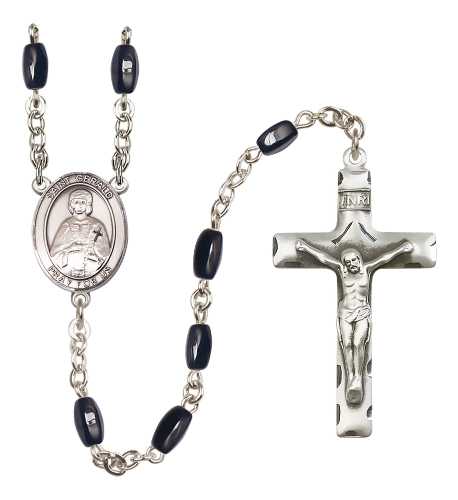 St. Gerald Rosary - 8x5mm Black Onyx beads - 8404
