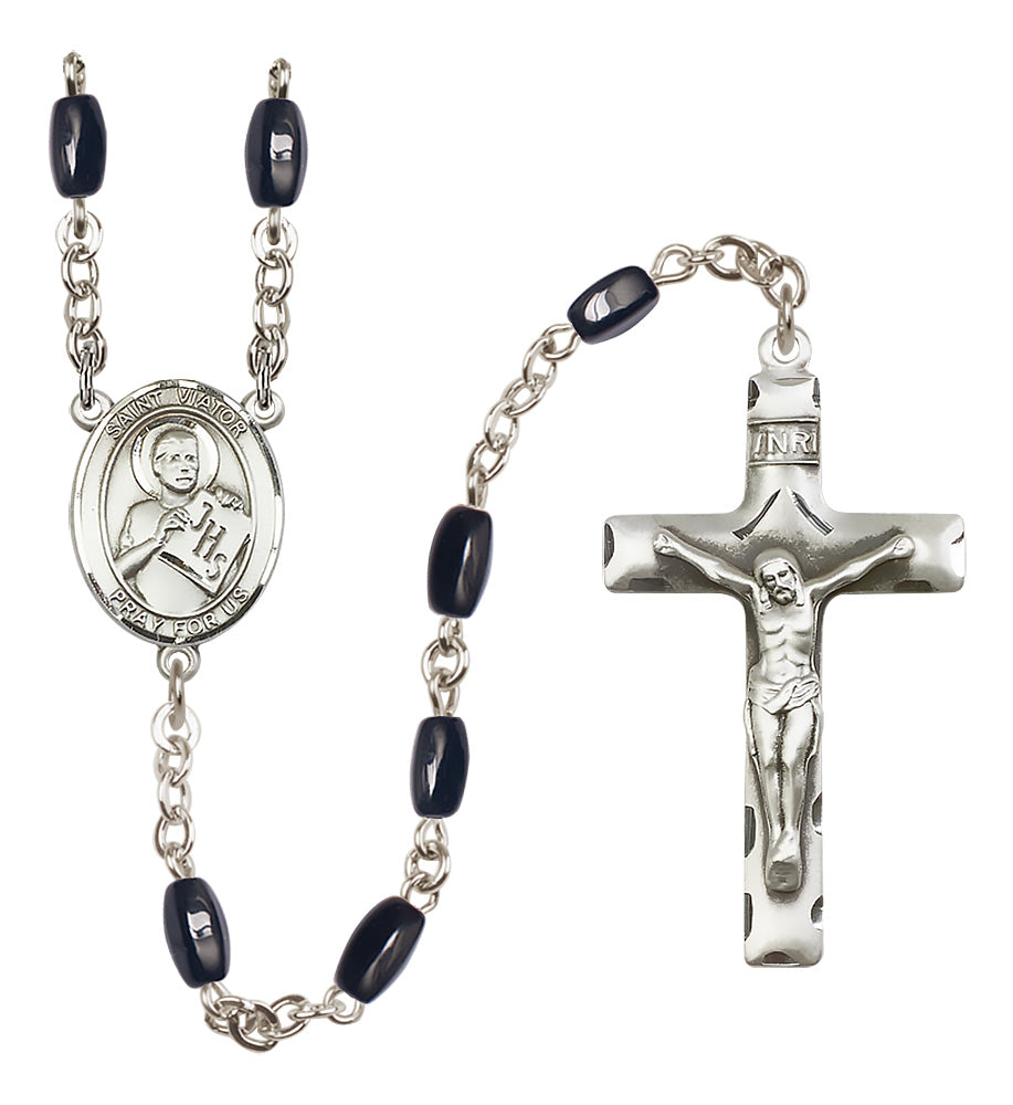 St. Viator of Bergamo Rosary - 8x5mm Black Onyx beads - 8408