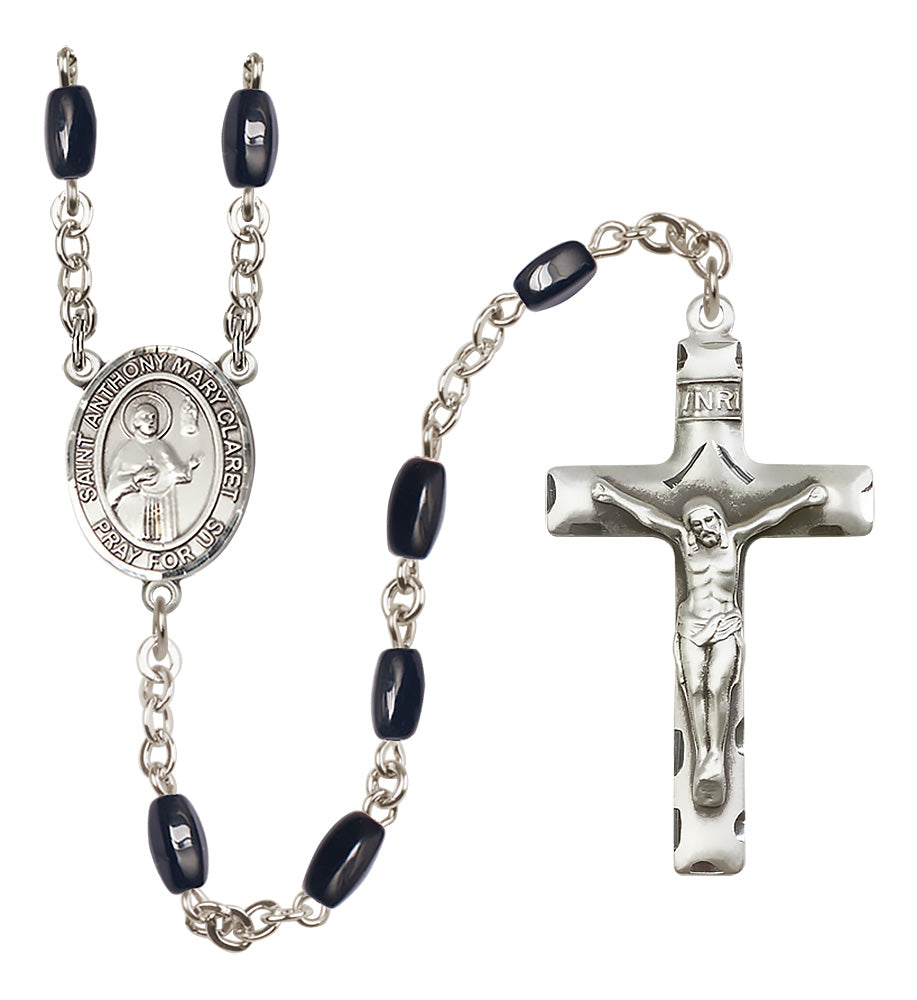 St. Anthony Mary Claret Rosary - 8x5mm Black Onyx beads - 8416