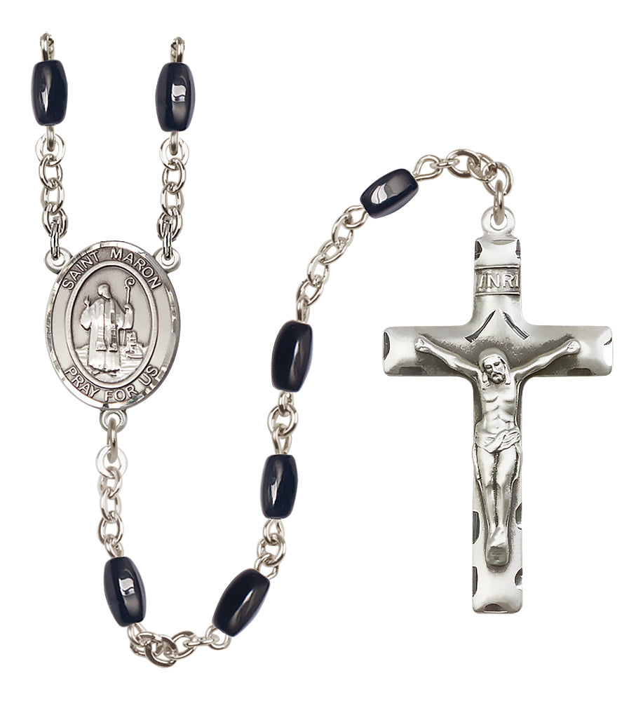 St. Maron Rosary - 8x5mm Black Onyx beads - 8417