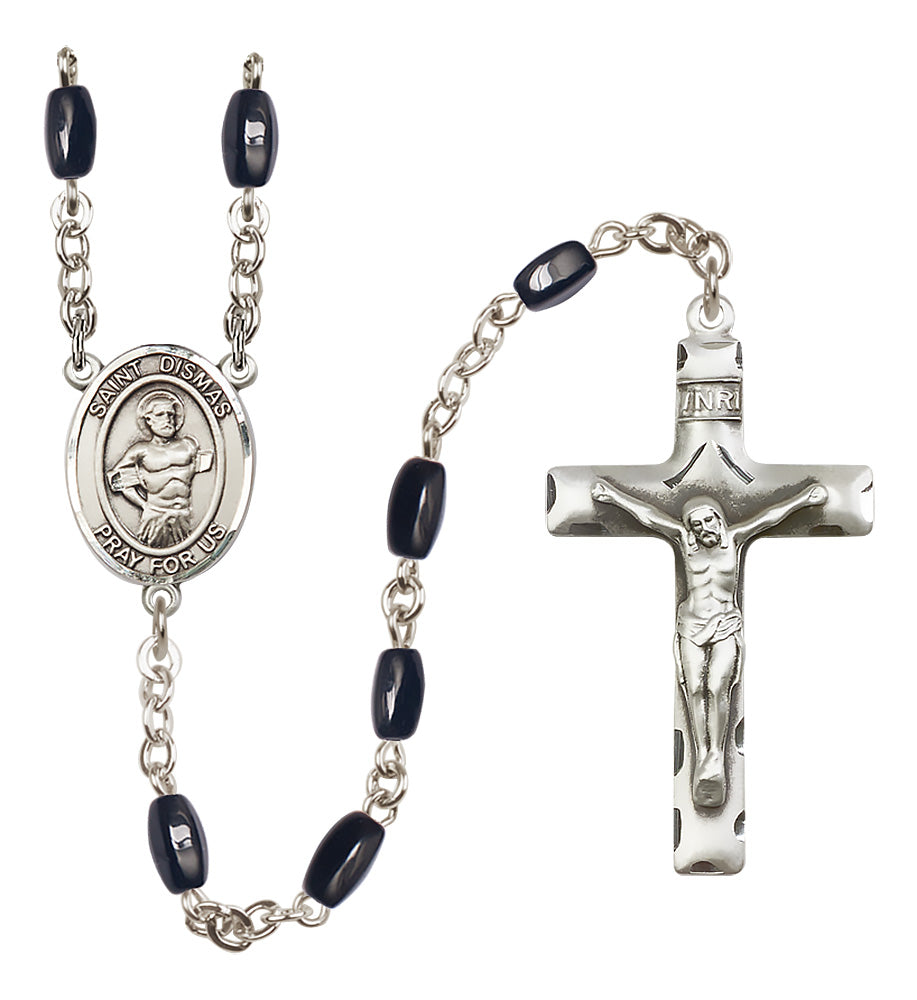 St. Dismas Rosary - 8x5mm Black Onyx beads - 8418