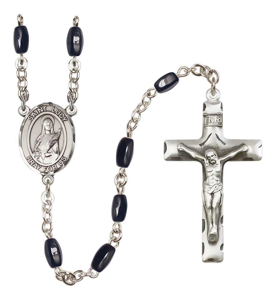 St. Lucy Rosary - 8x5mm Black Onyx beads - 8422