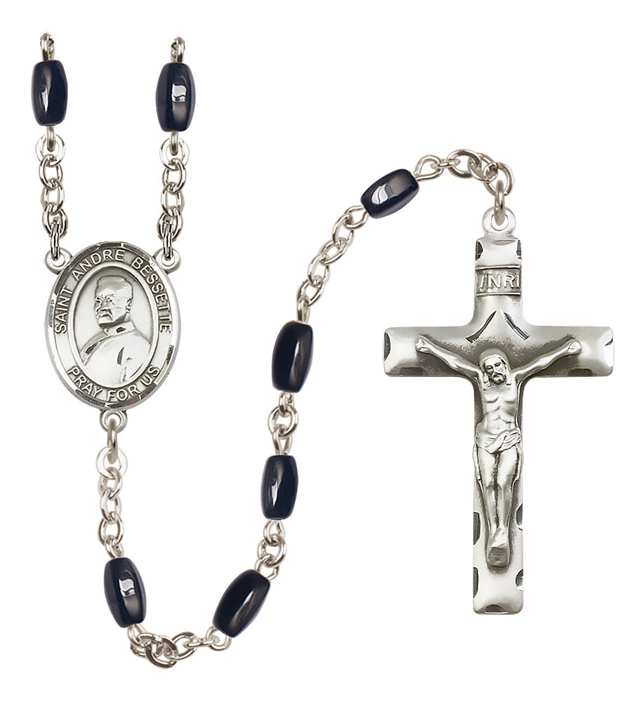 St. Andre Bessette Rosary - 8x5mm Black Onyx beads - 8424