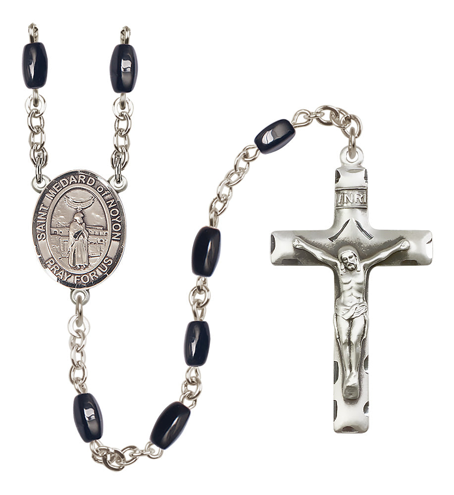 St. Medard of Noyon Rosary - 8x5mm Black Onyx beads - 8444